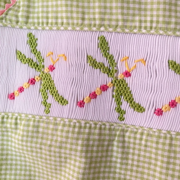 Green Gingham Kids Matching Set Hand Smocked - Picture 2 of 7